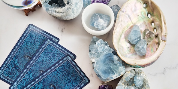 Crystal Healing and Tarot Reading Setup