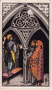 Three of Pentacles from tarot minor arcana