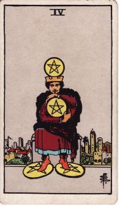Four of Pentacles from tarot minor arcana