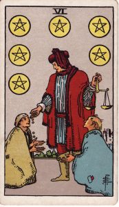 Six of Pentacles from tarot minor arcana