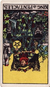 King of Pentacles Reversed from tarot minor arcana