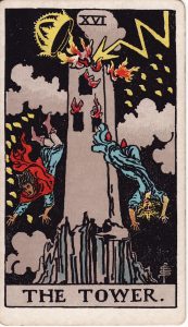 The Tower, a major arcana tarot card
