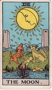 The Moon, a major arcana tarot card