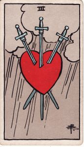 Three of Swords from tarot minor arcana