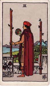 Two of Wands from tarot minor arcana