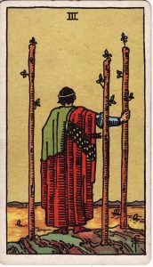 Three of Wands from tarot minor arcana