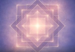 Sacred geometry mandala of interlocking squares, symbolizing stability, balance, and the Fours of Tarot